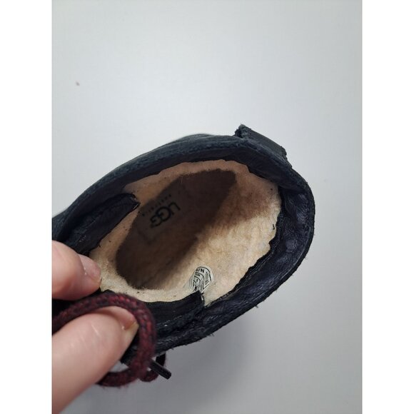 Ugg Denhali Hiker Waterproof Black Leather Shearling Lined Boots Size 7.5 - Picture 6 of 11